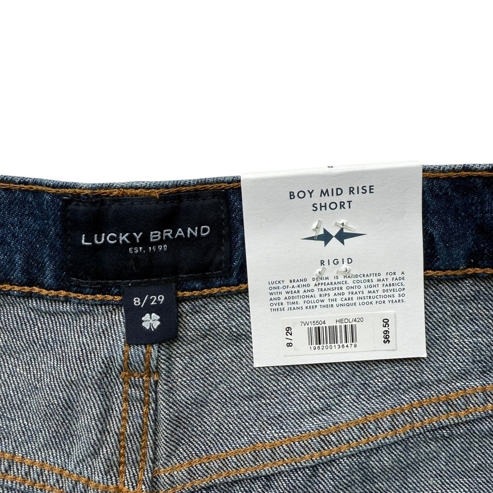 NWT Lucky Brand Mid Rise Boy Jean Shorts Raw Hem Distressed Size 29/8 - Picture 8 of 11